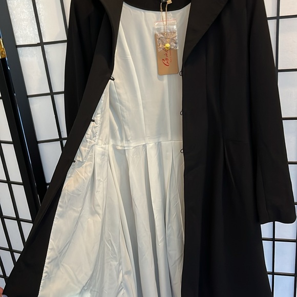 CITY IN LEFT NWT size medium lined high low light weight coat jacket goth black - Picture 6 of 7